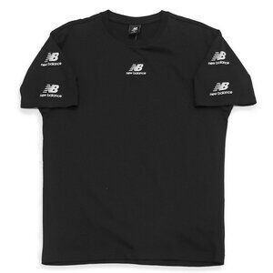 New Balance Mens Black Short Sleeve Logo T-Shirt Size M Relaxed Fit Cotton